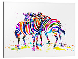 Aluminium print Rainbow Zebras