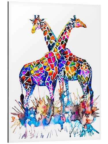 Aluminium print Rainbow Giraffes