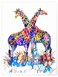 Naklejka na ścianę Rainbow Giraffes