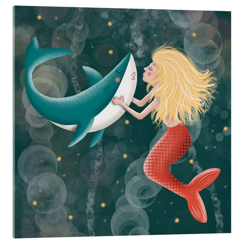 Acrylglas print Mermaid kisses shark