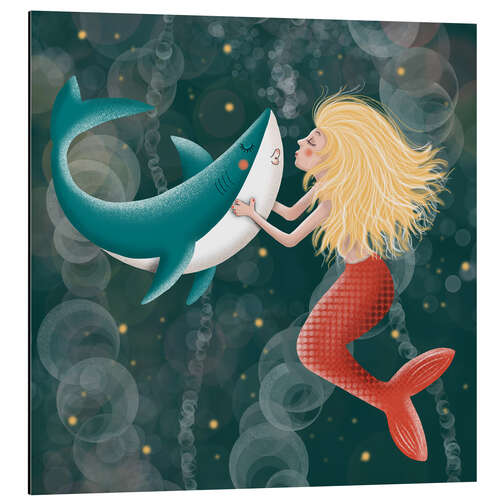 Aluminium print Mermaid kisses shark