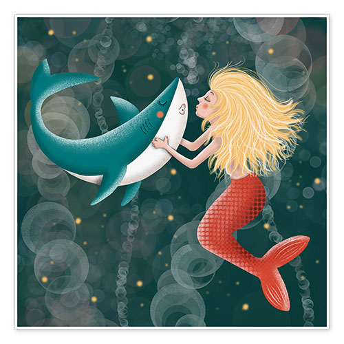 Plakat Mermaid kisses shark