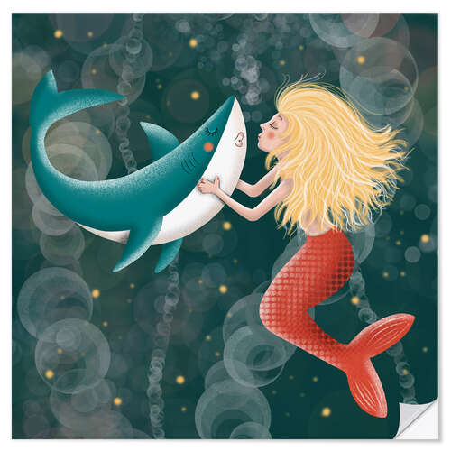 Naklejka na ścianę Mermaid kisses shark