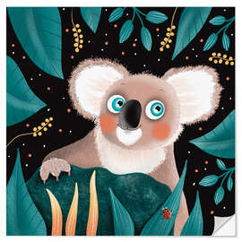 Vinilo para la pared Koala sonriente con ojos azules