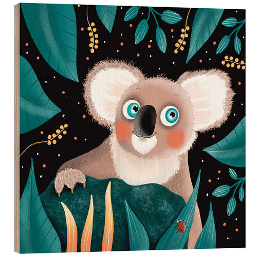 Cuadro de madera Koala sonriente con ojos azules