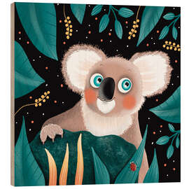 Cuadro de madera Koala sonriente con ojos azules