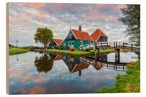 Wood print House on the canal in Zaanse Schans, Holland