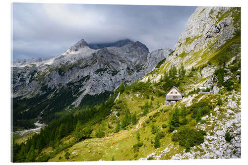 Akrylbilde Mountain hut at Triglav, Slovenia