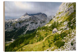 Holzbild Berghütte am Triglav, Slowenien