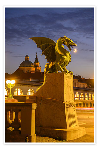 Poster Dragon Bridge, Ljubljana, Slovenia