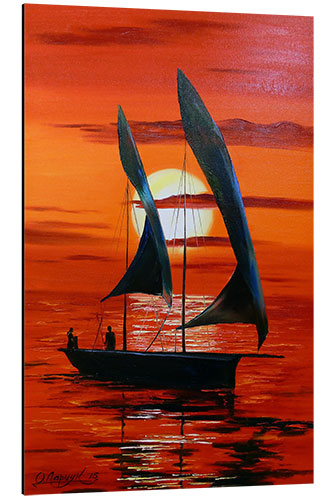 Aluminium print Sailboat in the Evening Glow