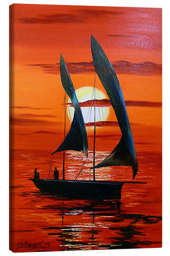 Canvas-taulu Sailboat in the Evening Glow