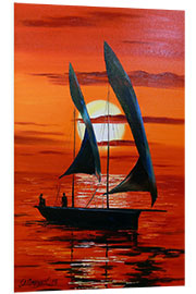 Foam board print Sailboat in the Evening Glow