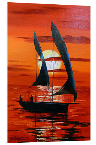 Tableau en plexi-alu Sailboat in the Evening Glow