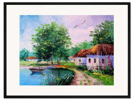 Gerahmter Kunstdruck Ländliches Leben