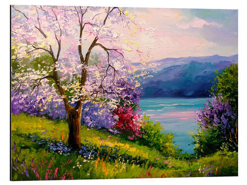 Aluminium print Cherry blossom on the shore