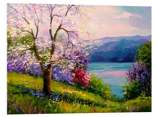 Foam board print Cherry blossom on the shore