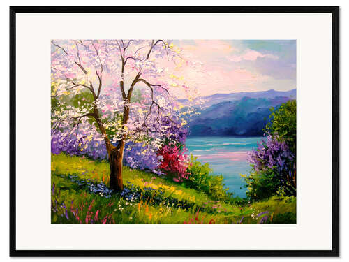Framed art print Cherry blossom on the shore