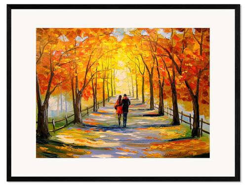 Impresión de arte enmarcada Paseo de otoño en el parque I