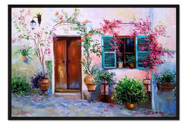 Gerahmter Kunstdruck Blühender Innenhof