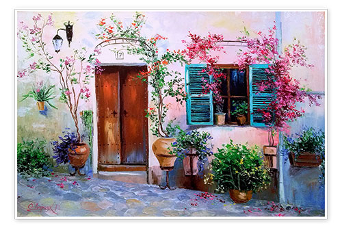 Poster Blooming courtyard