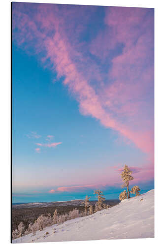 Aluminium print Pink sunset in the arctic circle