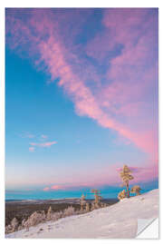 Selvklebende plakat Pink sunset in the arctic circle