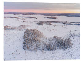 Tableau en PVC Forêt en forme de coeur dans le paysage d'hiver