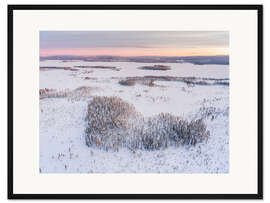 Gerahmter Kunstdruck Herzförmiger Wald in der Winterlandschaft