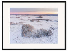 Inramat konsttryck Heart-shaped forest in the winter landscape