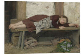 Obraz na PCV Sleeping girl on a wooden bench