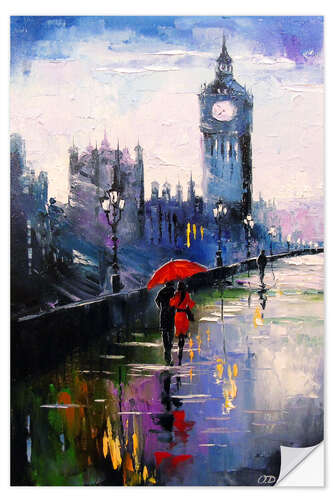 Selvklebende plakat Rain in London