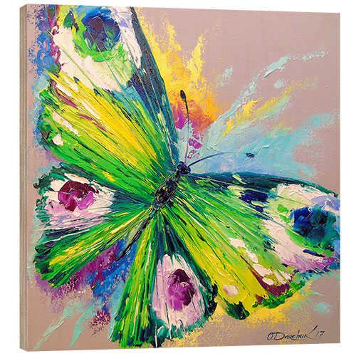Tableau en bois Papillon vert