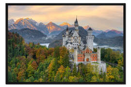 Gerahmter Kunstdruck Schloss Neuschwanstein im Frühherbst