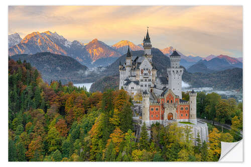 Vinilo para la pared Castillo de Neuschwanstein a principios de otoño