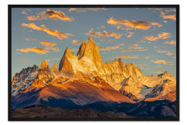 Gerahmter Kunstdruck Sonnenaufgang am Fitz Roy, Patagonien