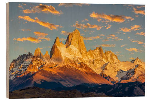 Wood print Sunrise at Fitz Roy, Patagonia