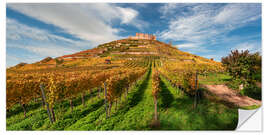 Sticker mural Vignoble avec ruines de château à Staufen