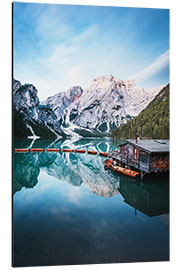 Aluminium print Reflection in Lake Braies, Dolomites