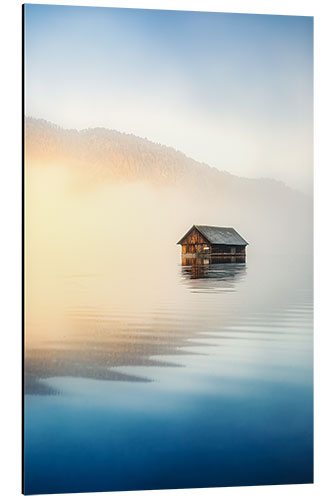 Aluminiumsbilde Wooden hut at the Almsee