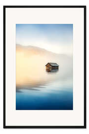 Gerahmter Kunstdruck Holzhütte am Almsee