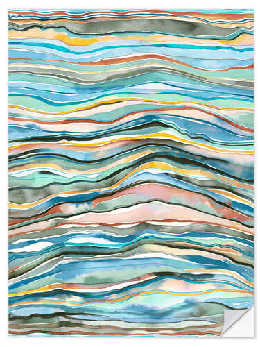 Selvklebende plakat Agate layers blue