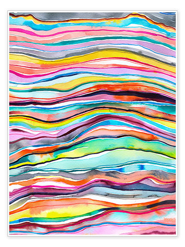 Poster Couches colorées d'agate aquarelle