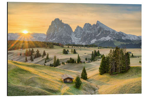 Aluminium print Alpe di Siusi in autumn