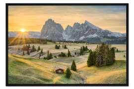 Gerahmter Kunstdruck Seiser Alm im Herbst