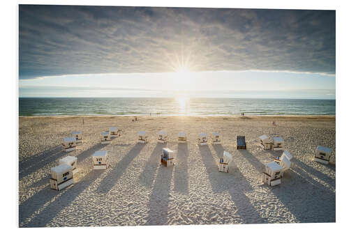 Hartschaumbild Sonnenuntergang am Weststrand auf Sylt