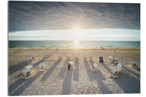 Cuadro de plexi-alu Puesta de sol en la playa oeste de Sylt