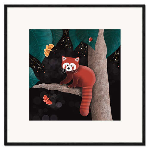 Kehystetty taidepainatus Red panda on a tree