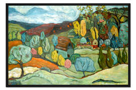 Gerahmter Kunstdruck Dorf im Herbst