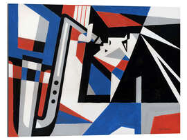 Magnettafel Saxophonistin in blau